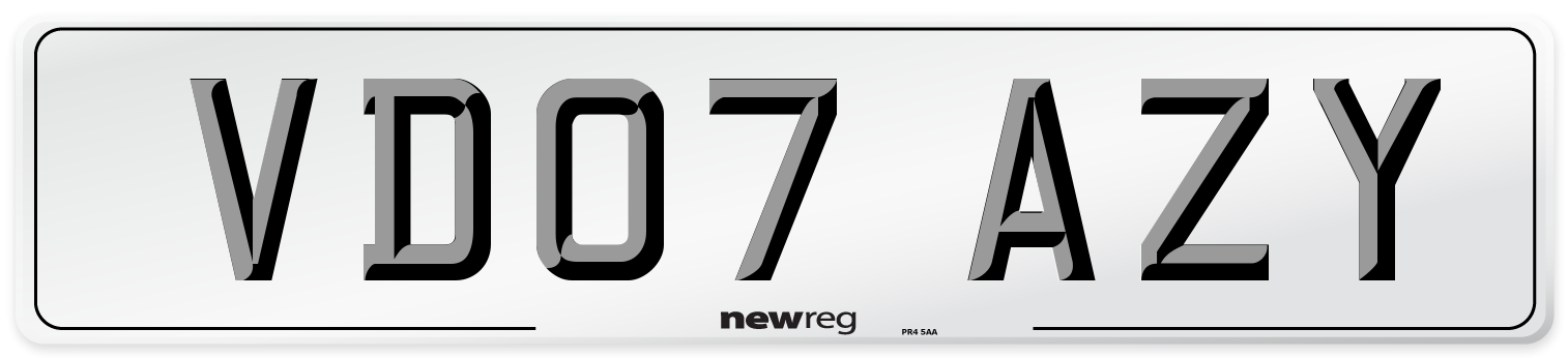 VD07 AZY Number Plate from New Reg